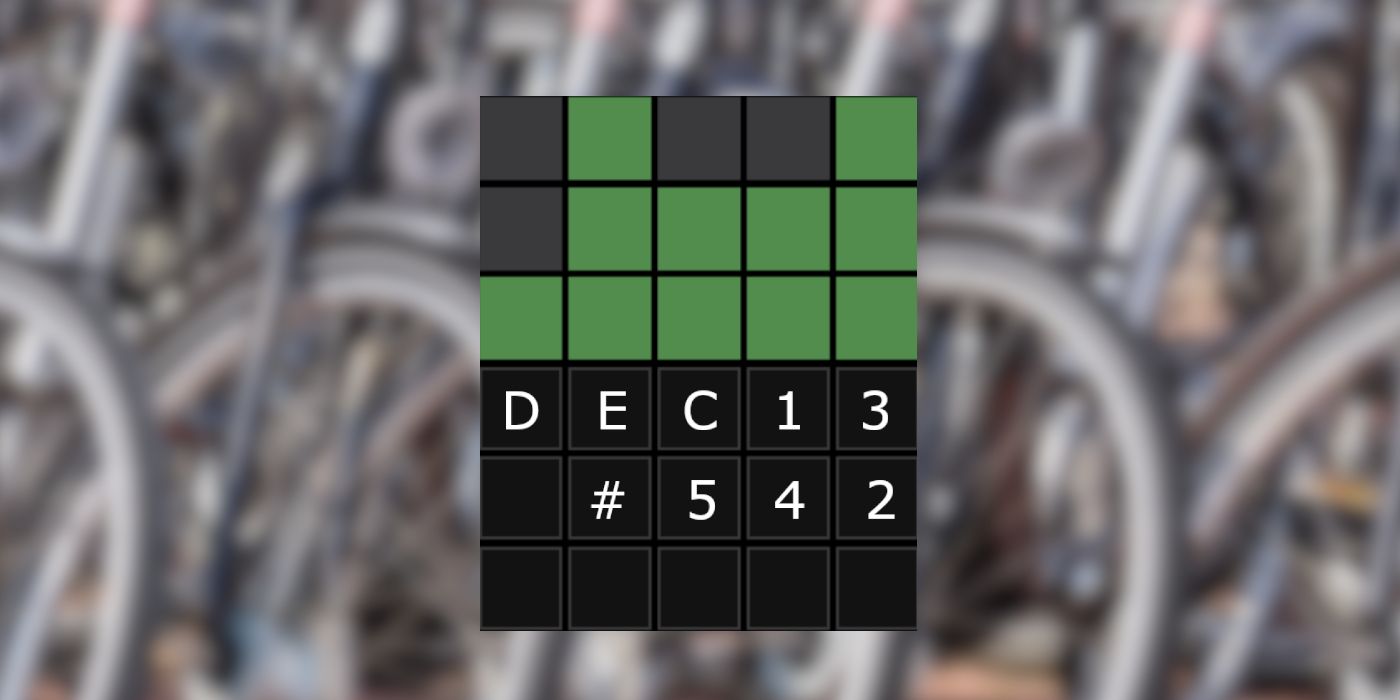 Grille de puzzle Wordle du 13 décembre avec des rayons de roue en arrière-plan