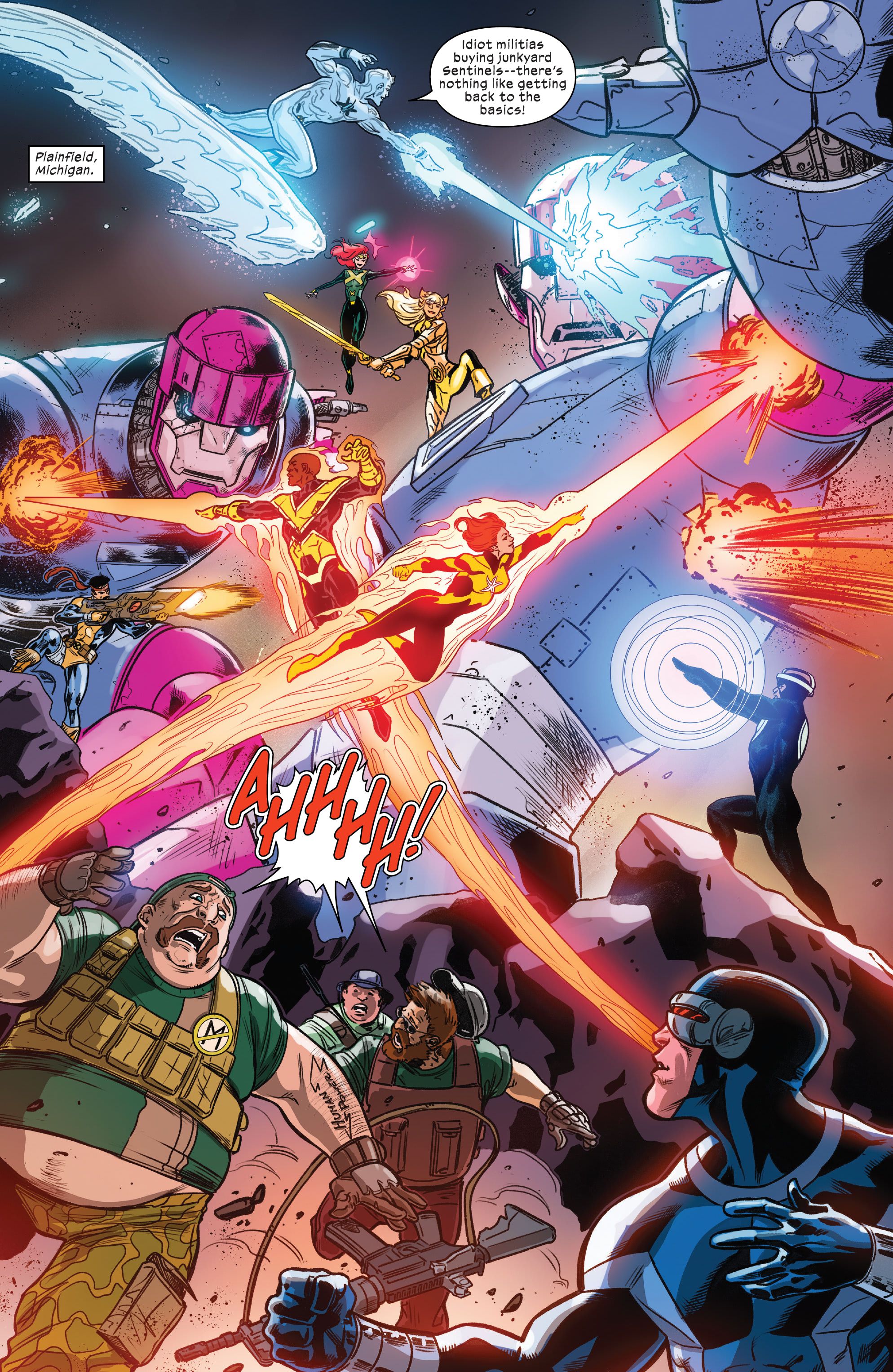 The X-Men fight Sentinels bought by racists