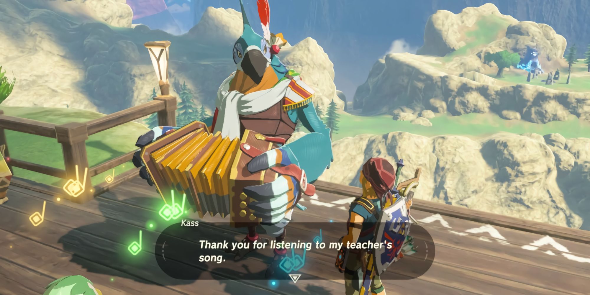 Kass agradecendo Link por ouvir sua música no BOTW.