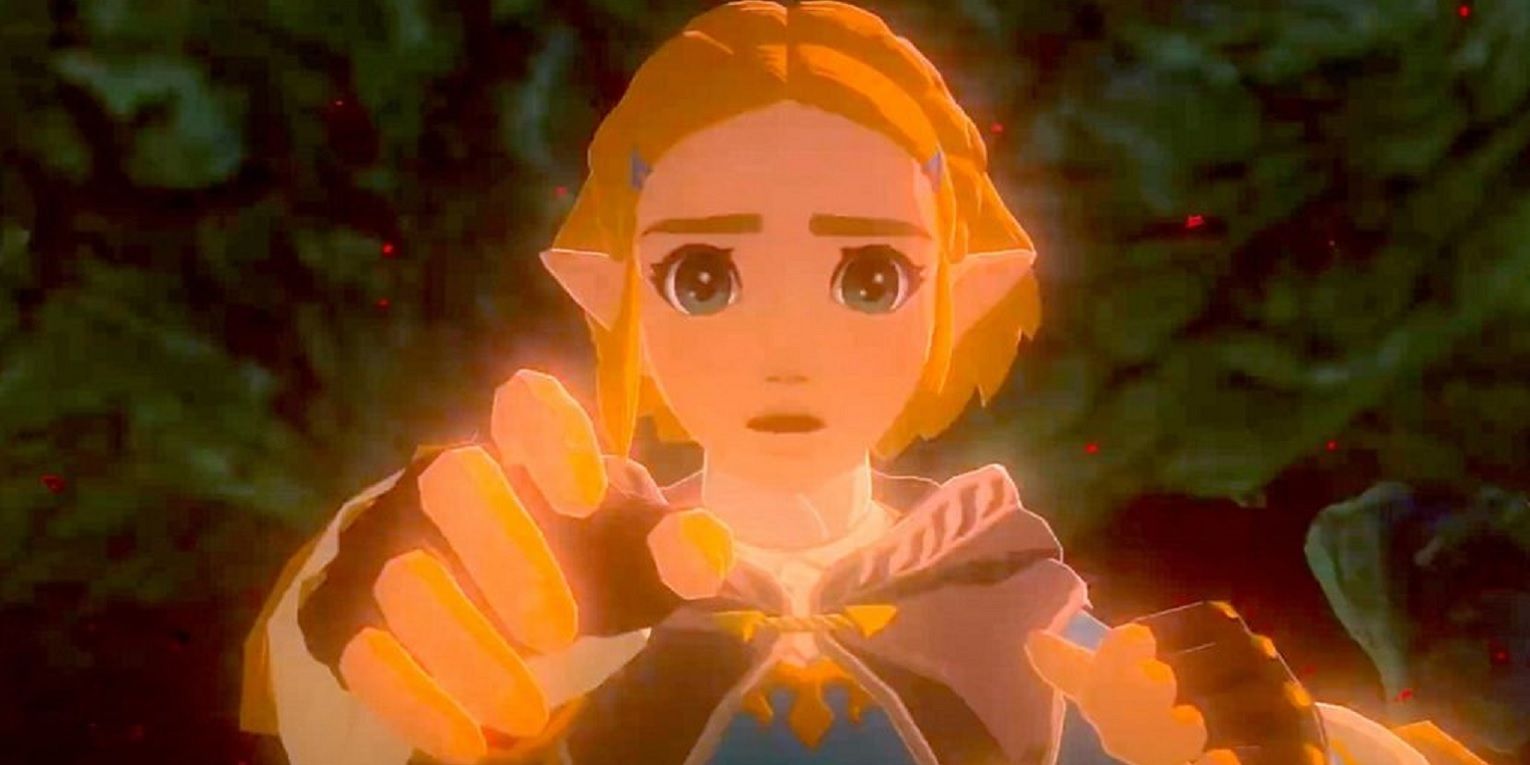 Zelda falls into an abyss in the trailer for Tears of the Kingdom.
