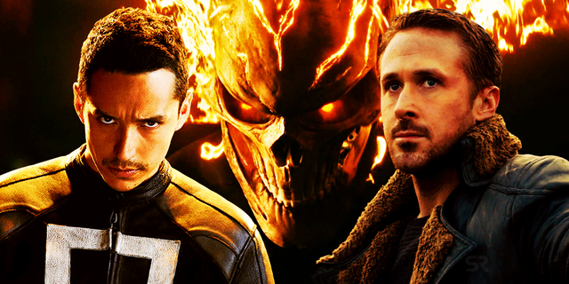Gabriel Luna as Ghost Rider in Agents of SHIELD and Ryan Gosling who is interested in playing him in the MCU
