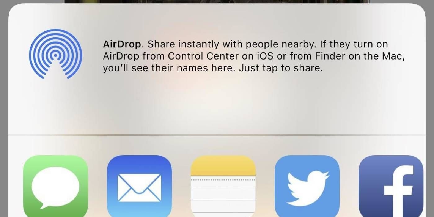 The AirDrop function on iOS