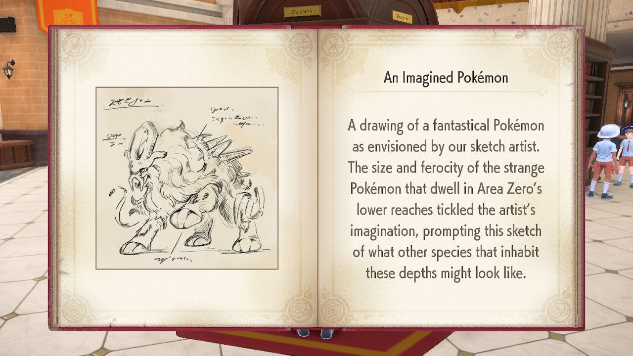 Uma entrada do livro Scarlett em Pokémon Scarlet, mostrando um 