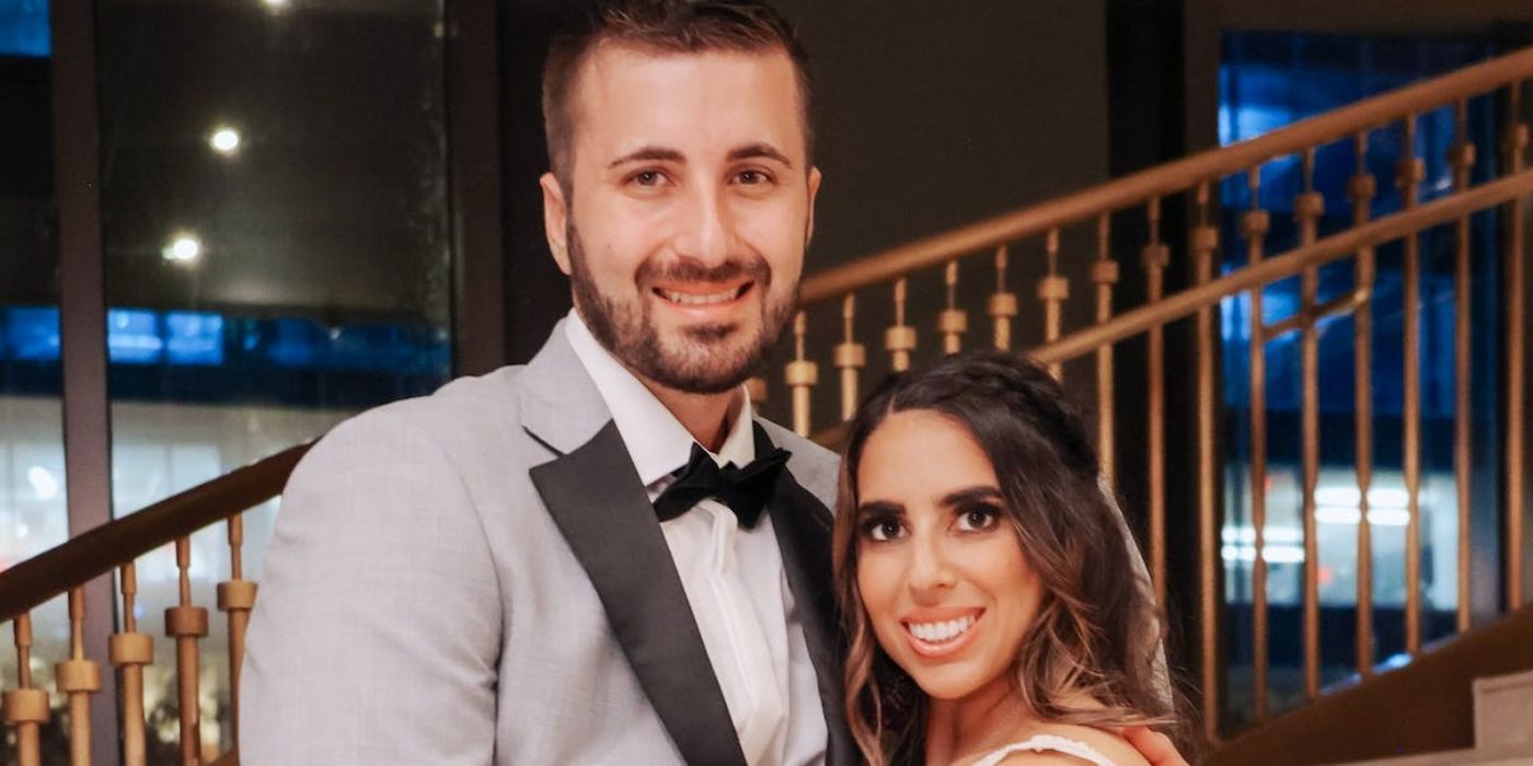 Chris Thielk and Nicole on Married At First Sight in wedding attire smiling