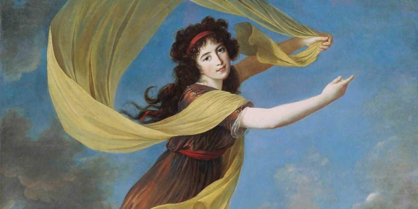 Uma pintura da deusa grega Iris por le Brun