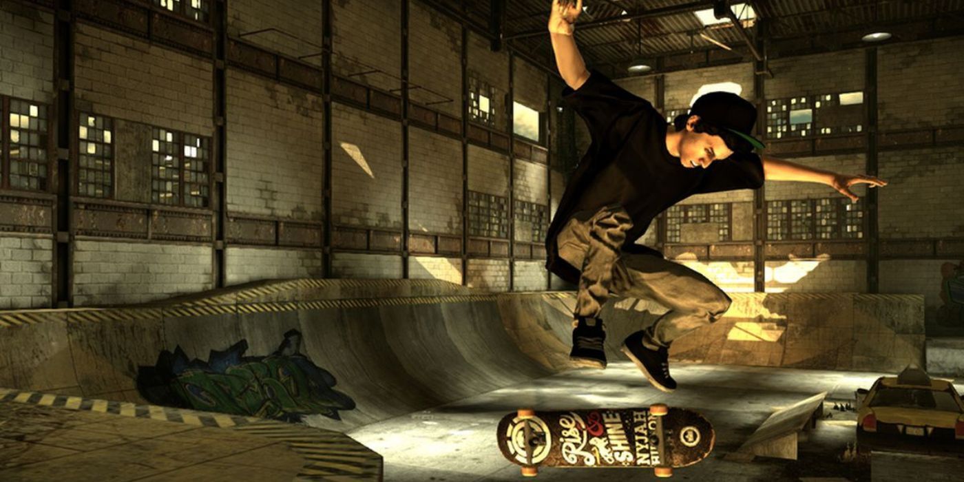 A skateboarder performs a trick in Tony Hawk's Pro Skater HD