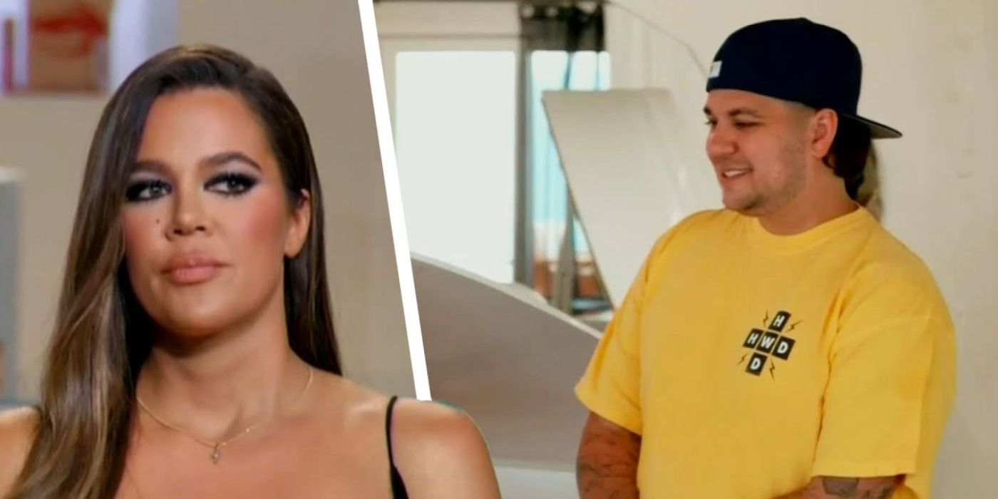 A split image of Khloe and Rob on KUWTK