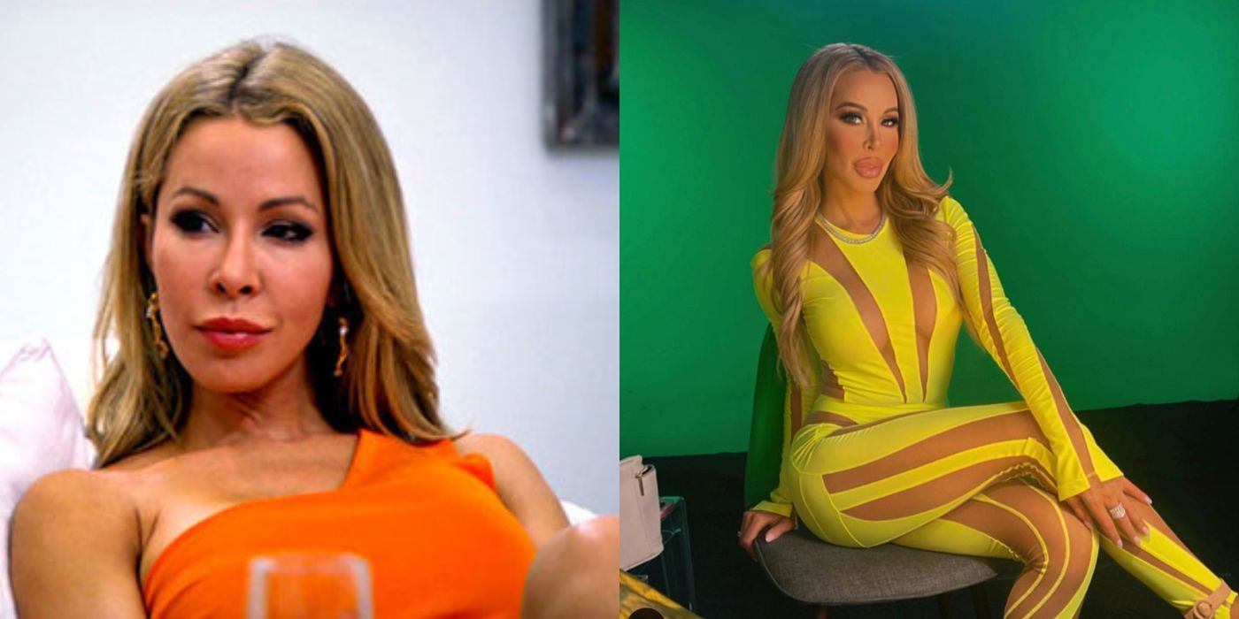 Uma imagem dividida de Lisa Hochstein da temporada 1 e 5 de RHOM