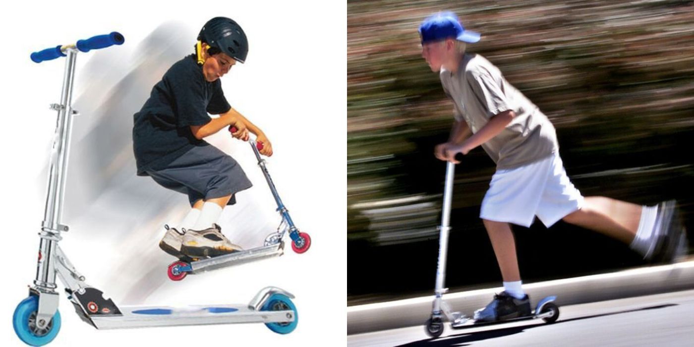 A Split image of people using the Razor Scooter