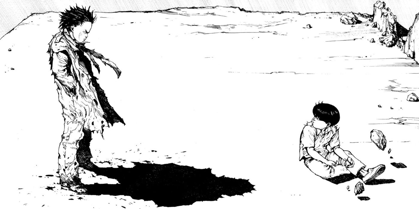 A panel from Akira is displayed