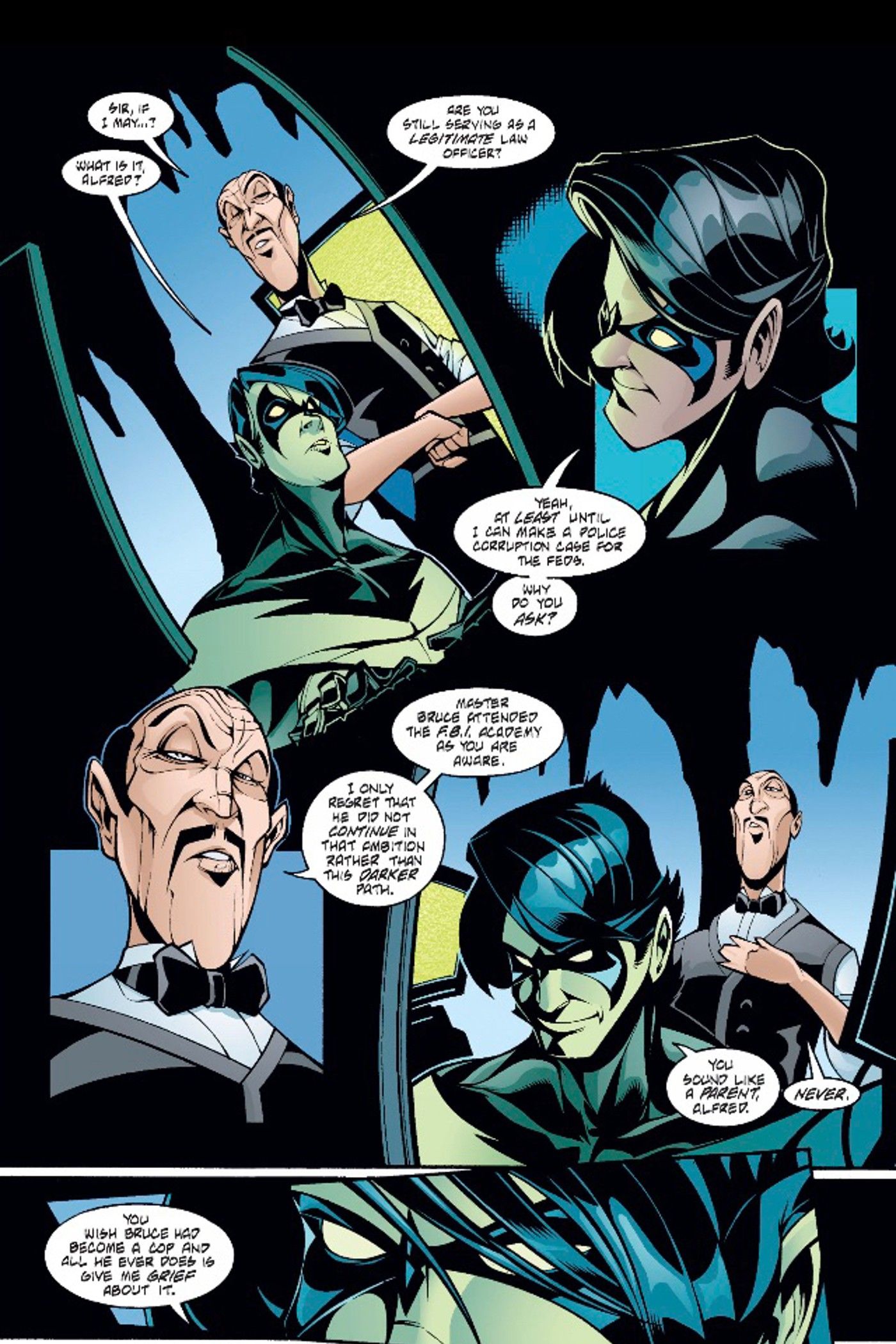Alfred habla con Nightwing sobre Batman