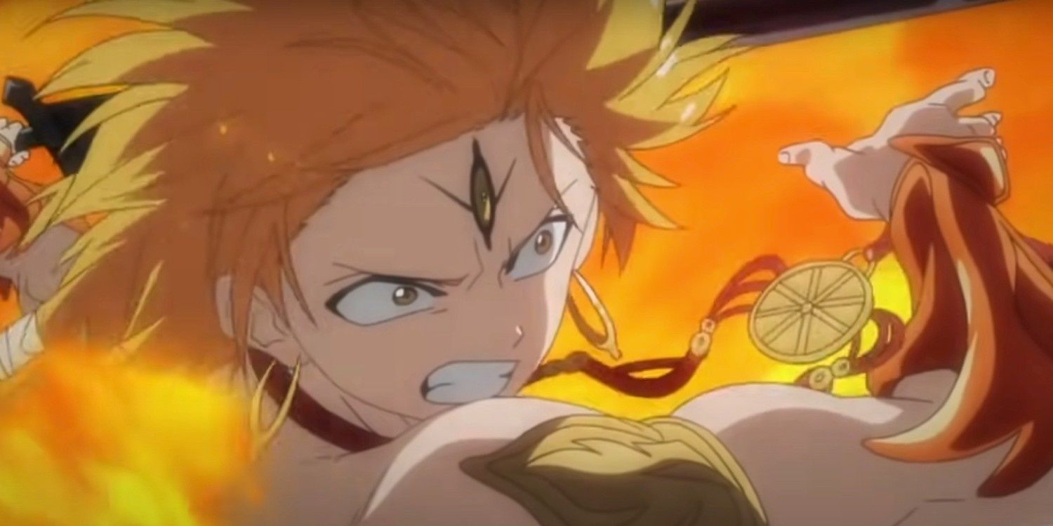 Alibaba Saluja lutando com sua espada flamejante em Magi: The Labyrinth of Magic.
