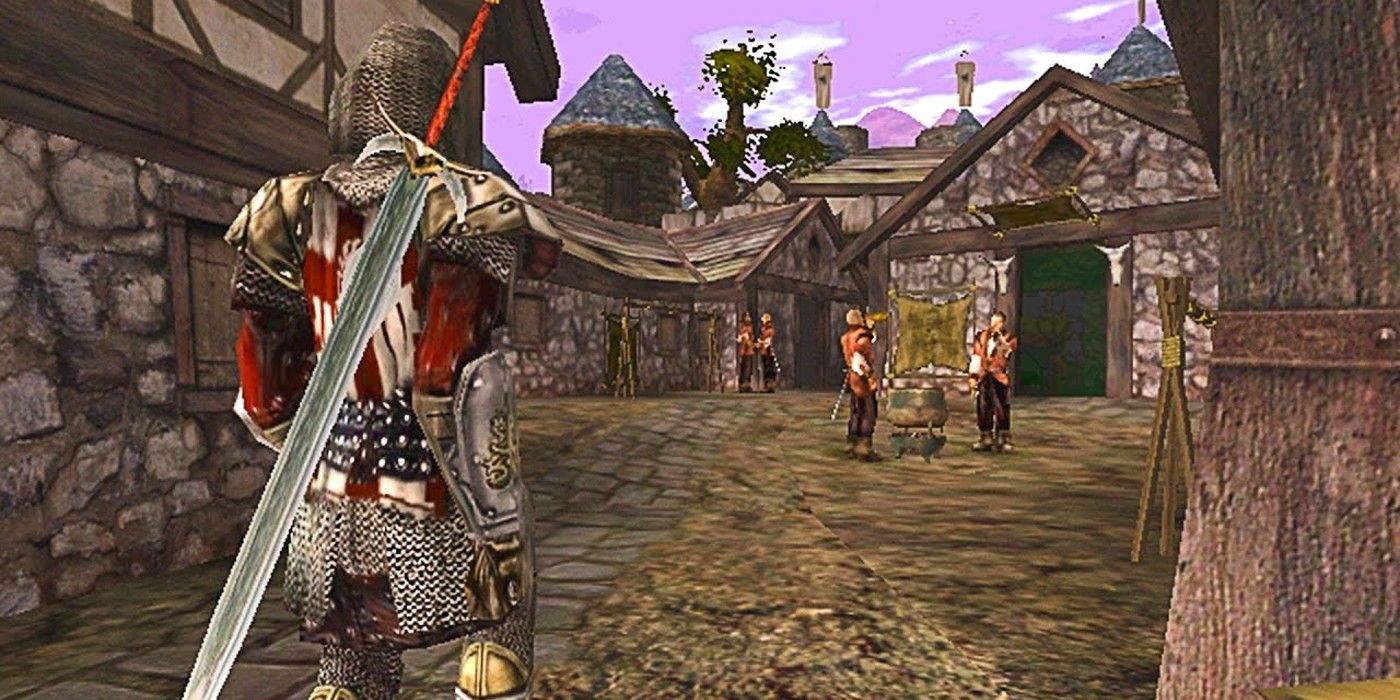 An image of a Knight in an old town in Gothic II