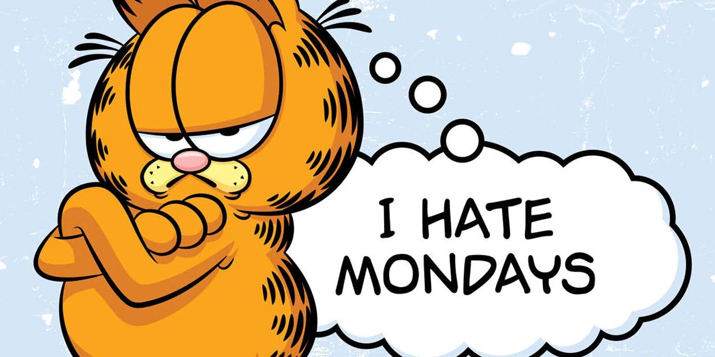 An image of Garfield saying that he hates Mondays in a classic piece of artwork