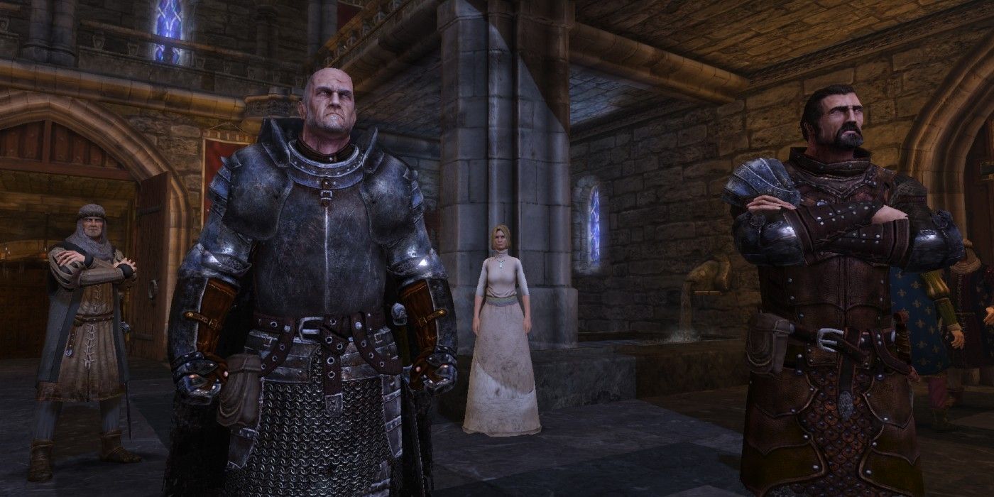 An image of knights standing in a castle in Game of Thrones the role playing game