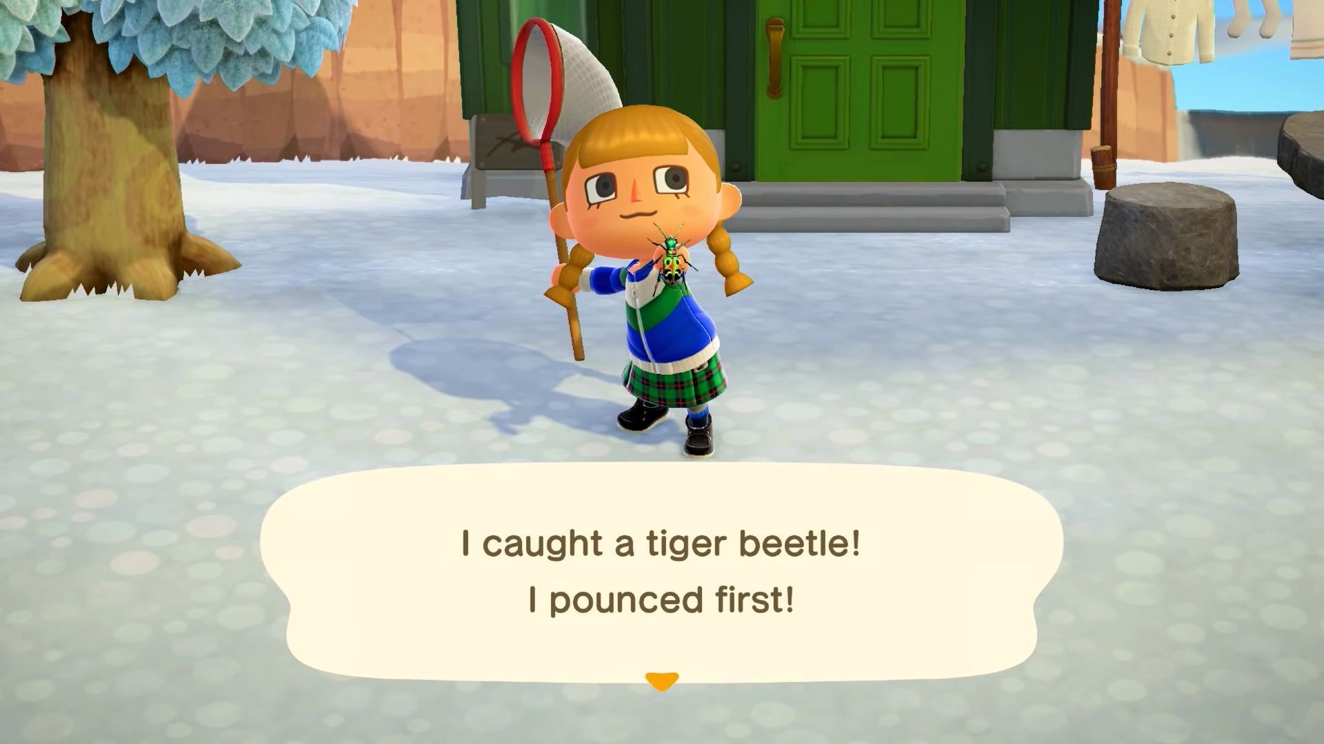 Animal Crossing New Horizons Player Catching Tiger Beetle In Bug Net
