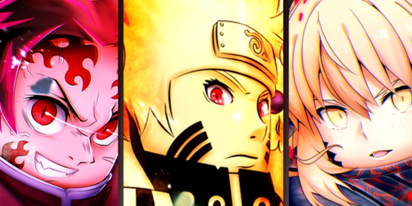 Anime Dimension Poster Art of Demon Slayer Naruto and Anime Girl Characters in Roblox form