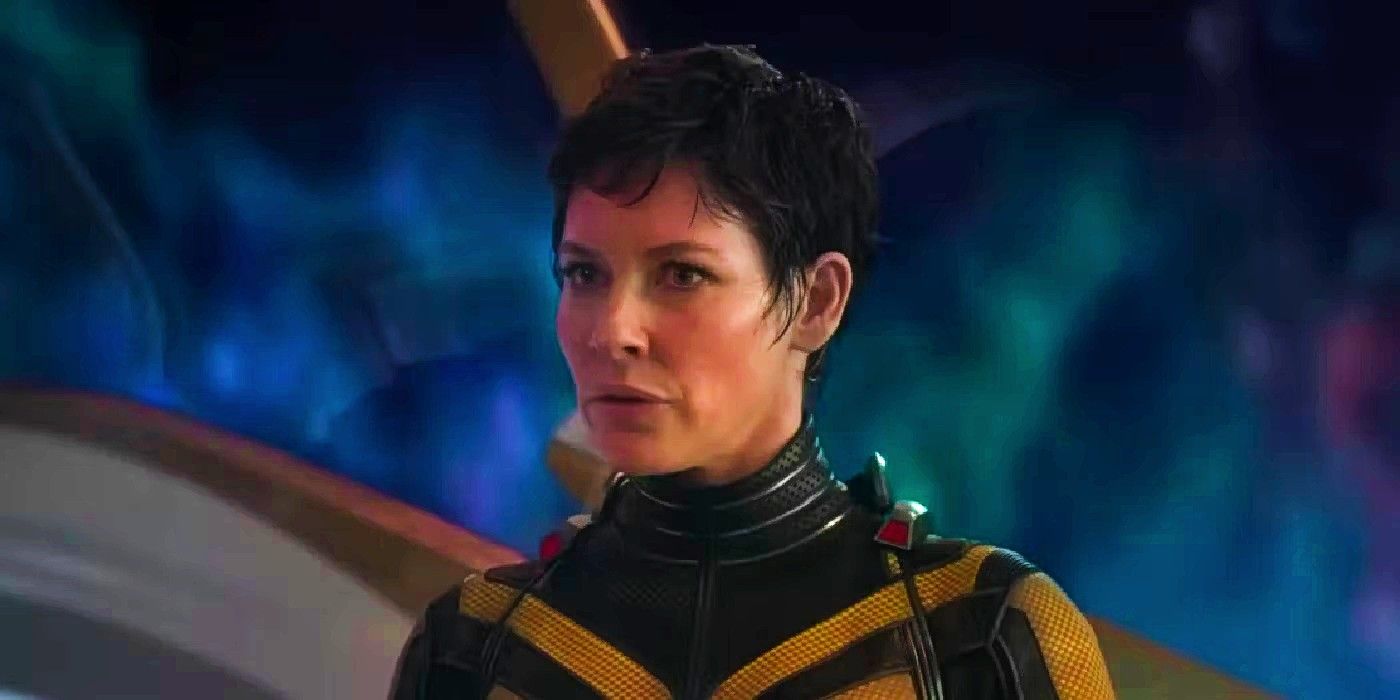 Hope wearing her new yellow Wasp suit in Ant-Man and the Wasp Quantumania