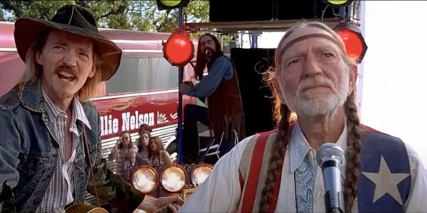 Willie Nelson looks on in Austin Powers 