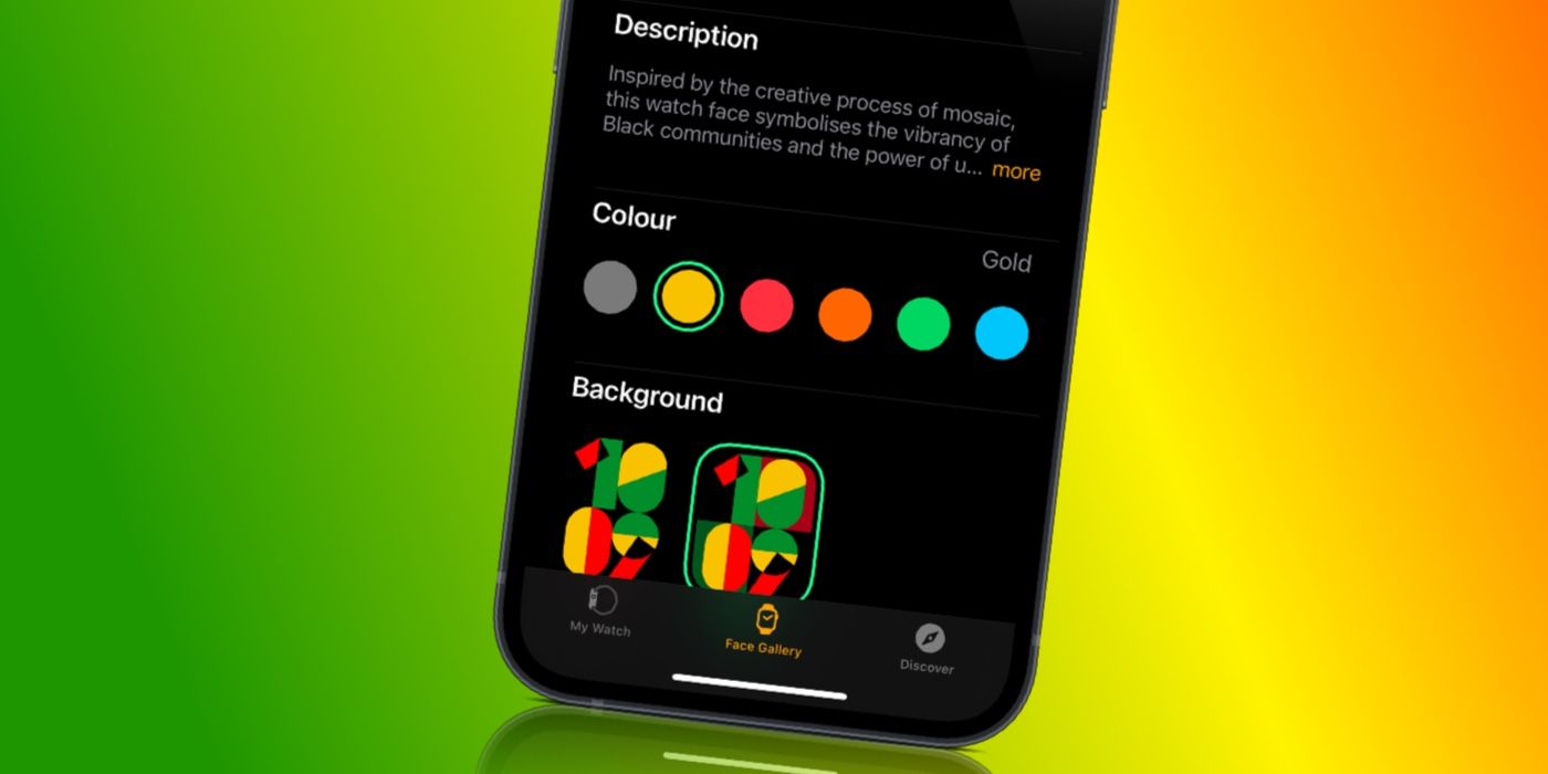 App Apple Watch che mostra le opzioni di personalizzazione per il quadrante Unity Mosaic