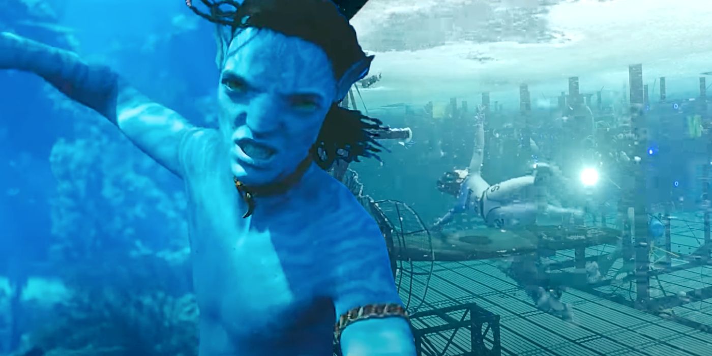 Custom image of Lo'ak and a stunt performer in Avatar: The Way of Water.
