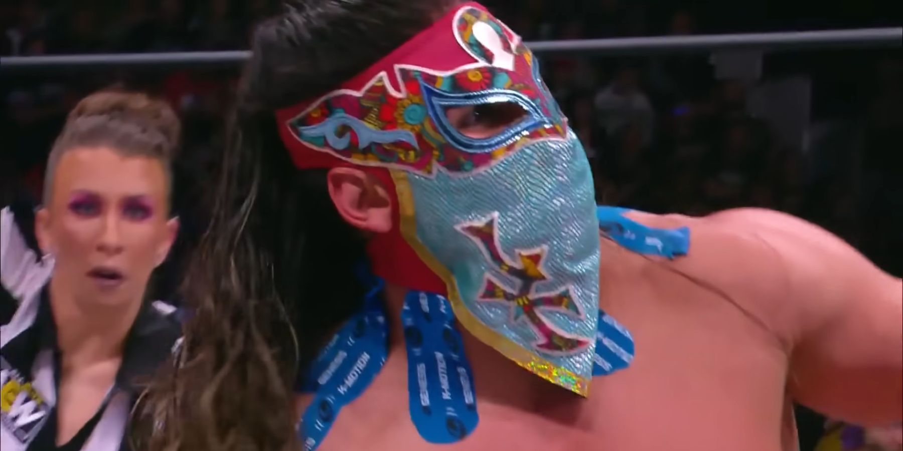 Bandido looks on in disbelief after Bryan Danielson kicks out of one of his signature moves on AEW Dynamite.
