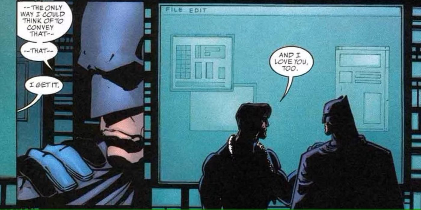 Nightwing aceita a oferta de Batman para adotá-lo formalmente.