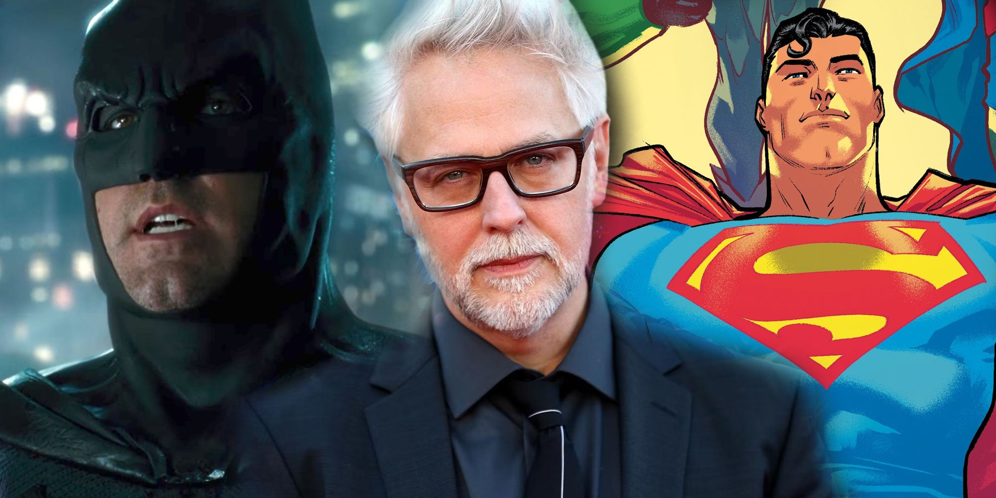 Gambar Terpisah: James Gunn melapiskan gambar Batman Ben Affleck dan buku komik Superman