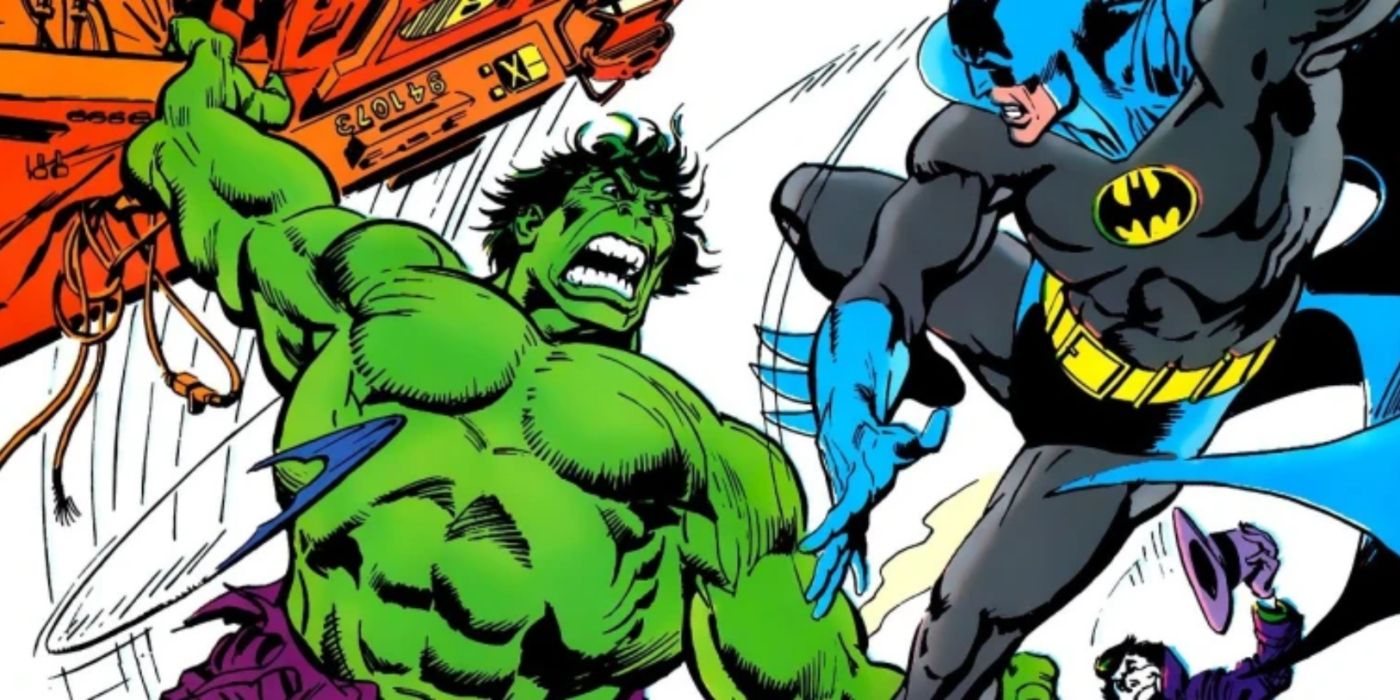 O Hulk berrando e lutando contra o Batman em Batman vs. O Incrível Hulk.
