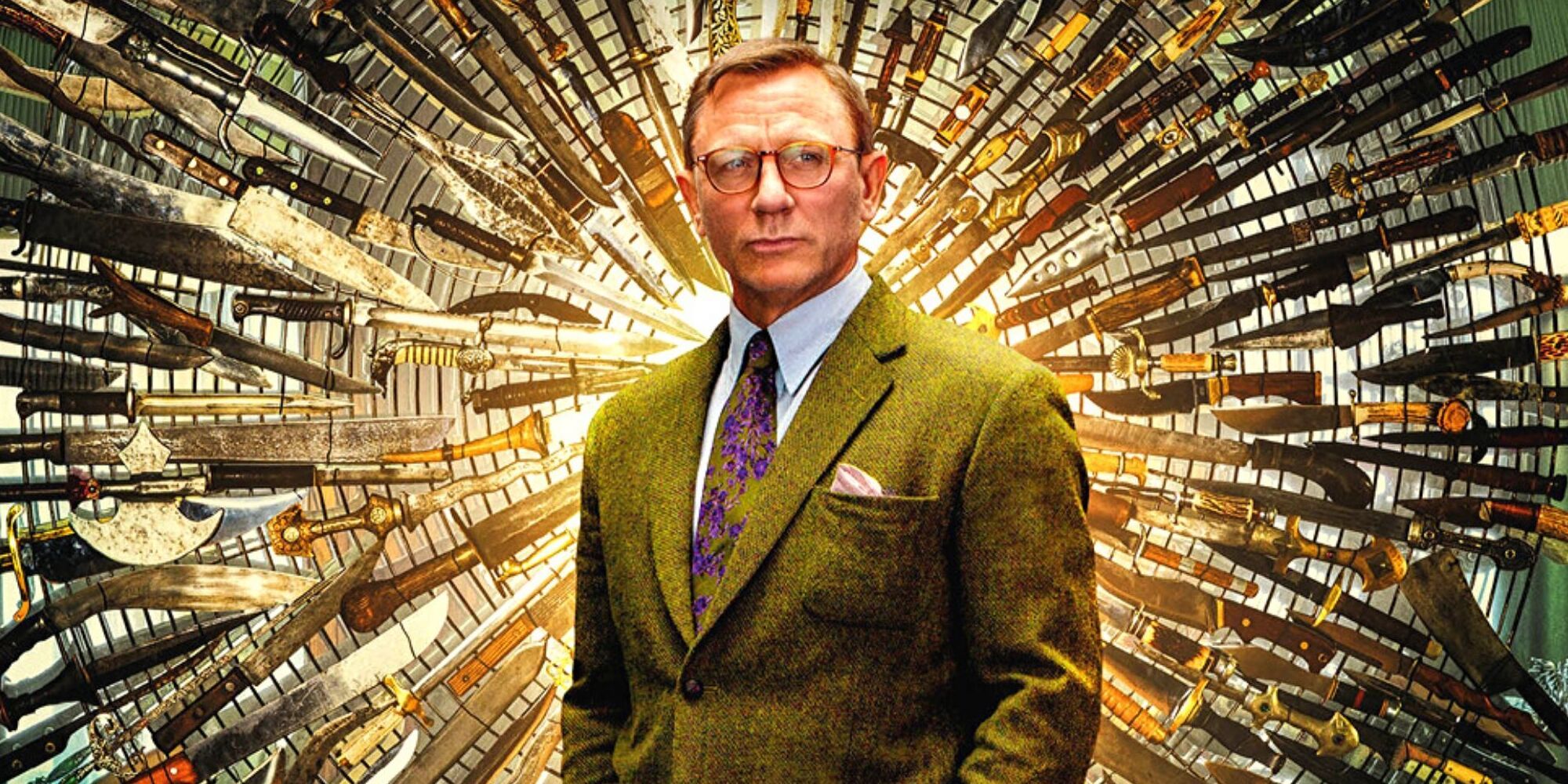 Daniel Craig As Benoit Blanc Surrounded By Knives In Knives Out Poster