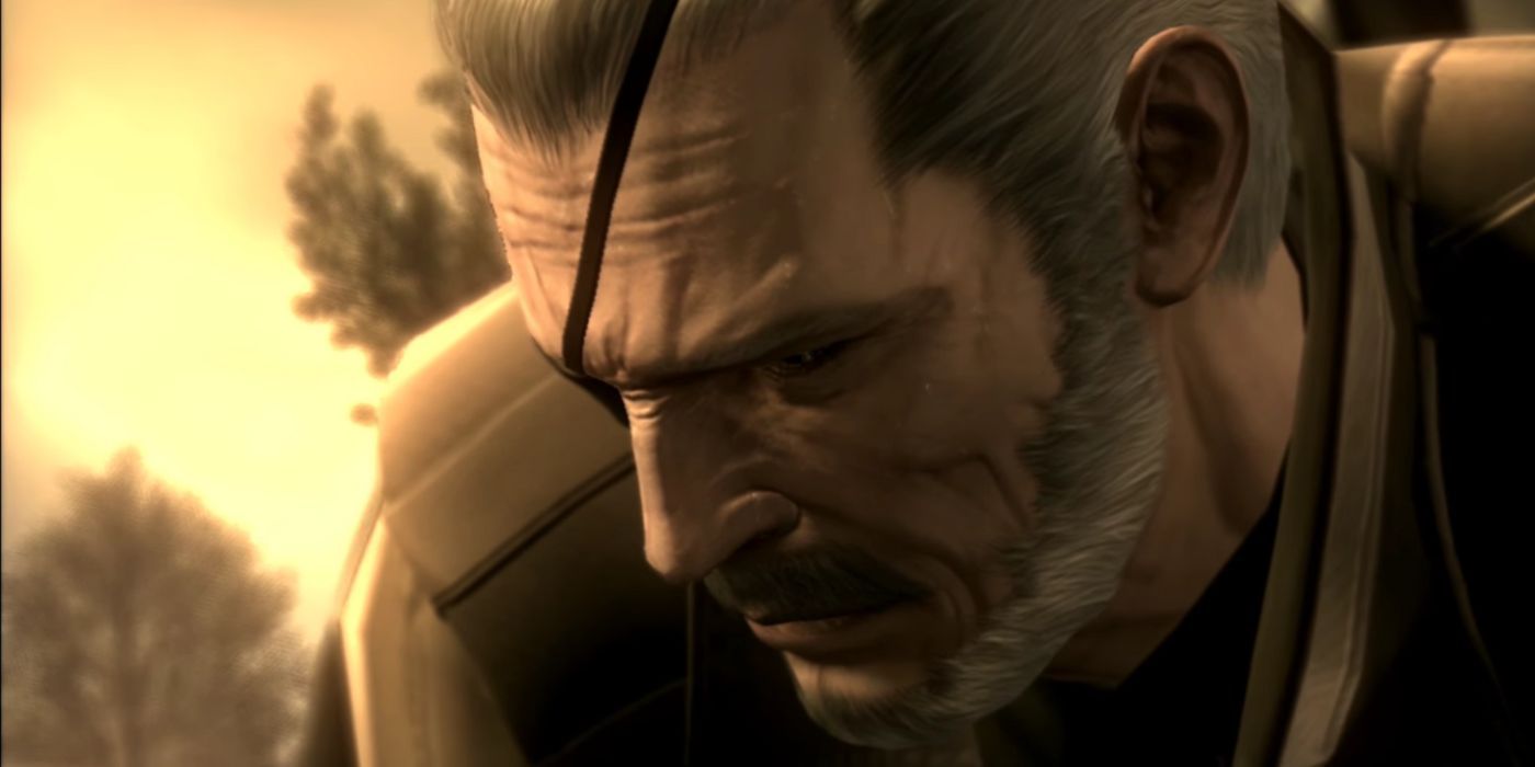 Big Boss looks regretful at the end of Metal Gear Solid 4