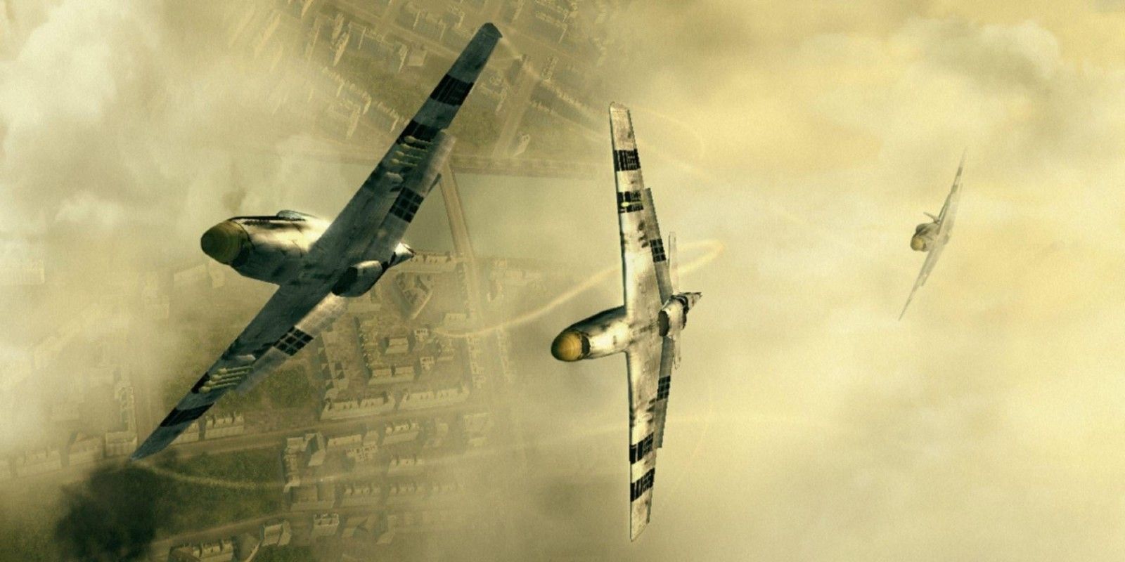 A dogfight depicted in Blazing Angels: Squadrons of WWII.