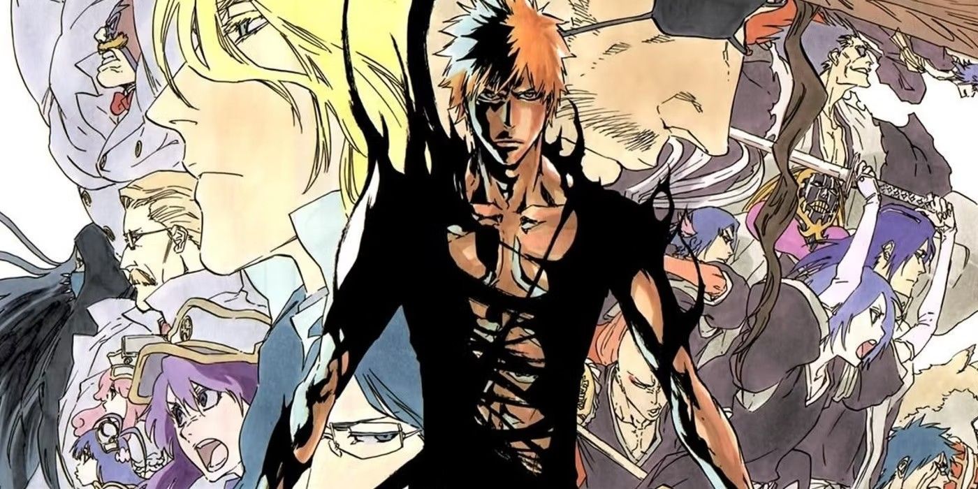 Bleach Thousand-Year Blood War Cover Depicting Ichigo's Outfit Melting Off of Him