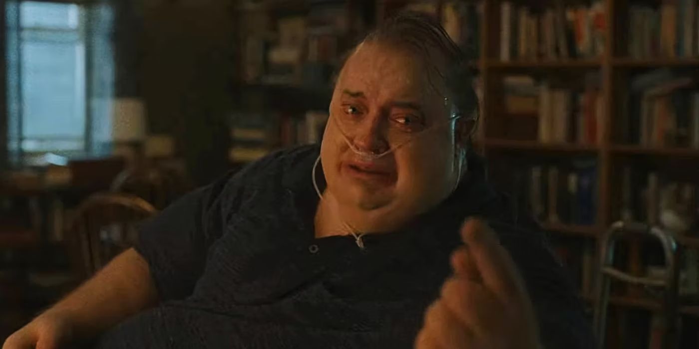 Brendan Fraser crying in The Whale