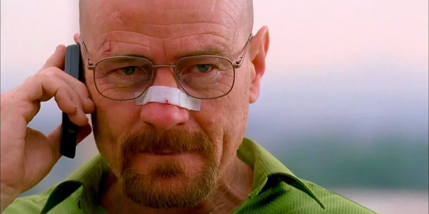 Bryan Cranston as Walter White talks on the phone in Breaking Bad