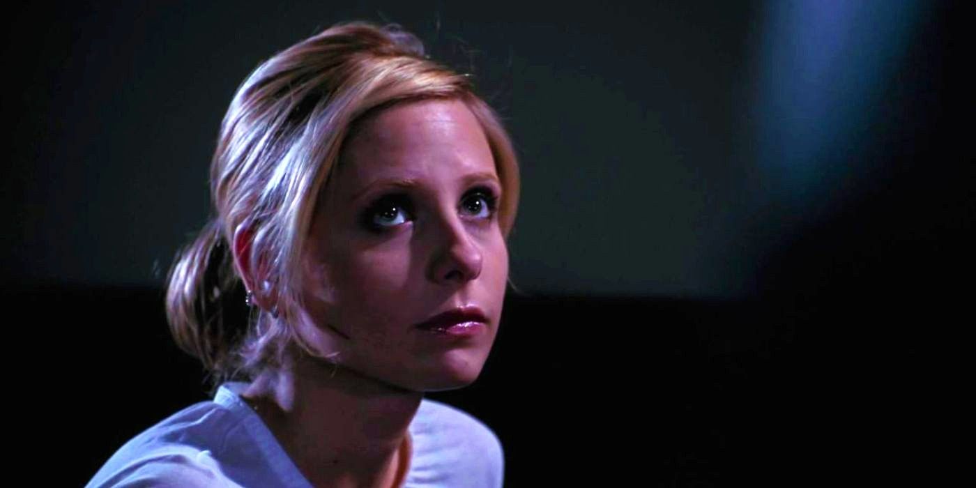 Buffy looking up at someone in Buffy the Vampire Slayer