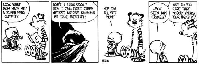 Calvin and Hobbes Stupendous Man first appearance with costume