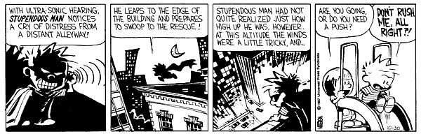 Calvin and Hobbes Stupendous Man first appearance