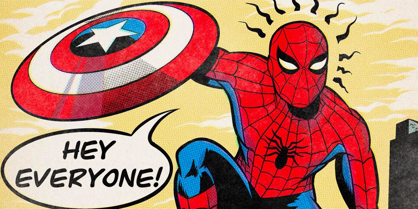 Captain America Civil War Spider-Man entrance in comic book style