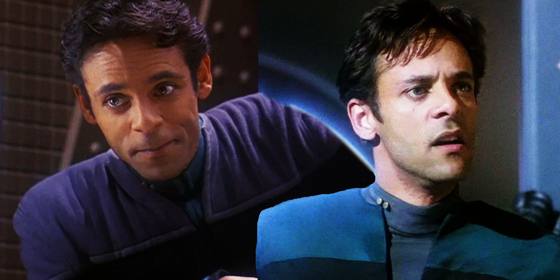 Alexander Siddig como Julian Bashir e sua duplicata Changeling em DS9