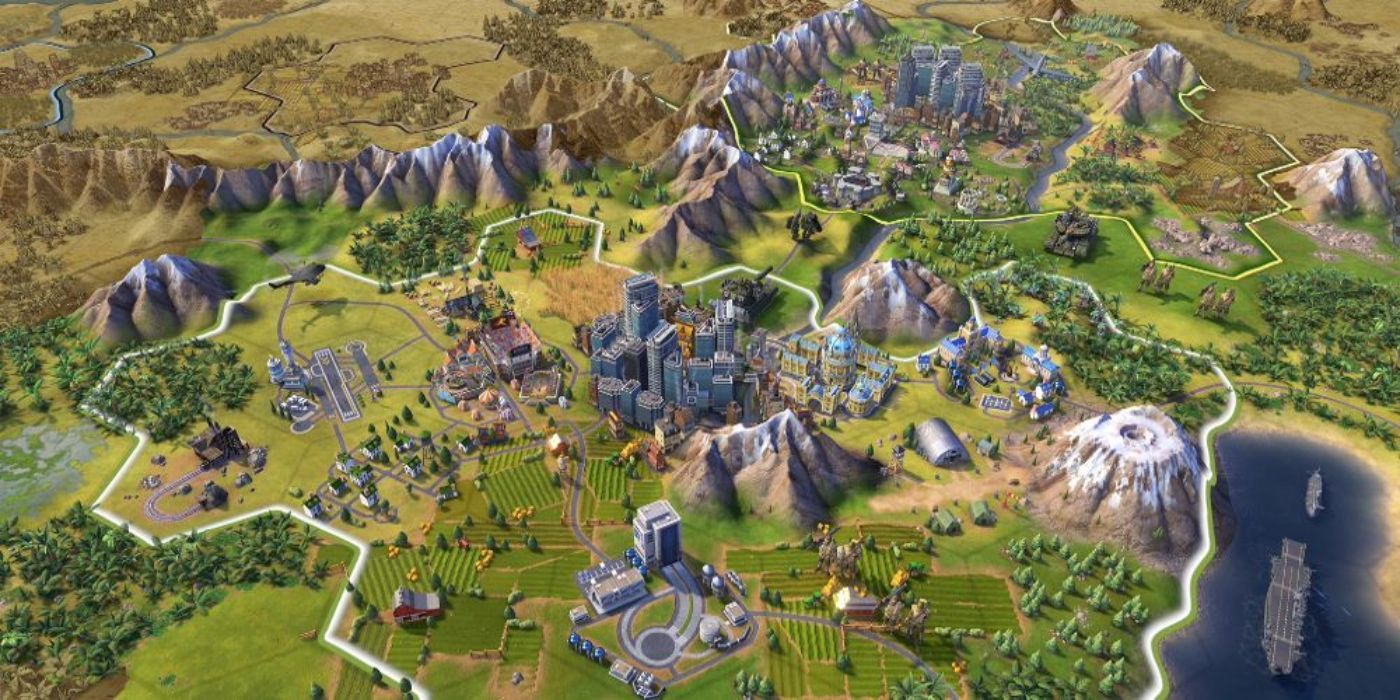 Um assentamento rural é visto em Civilization VI