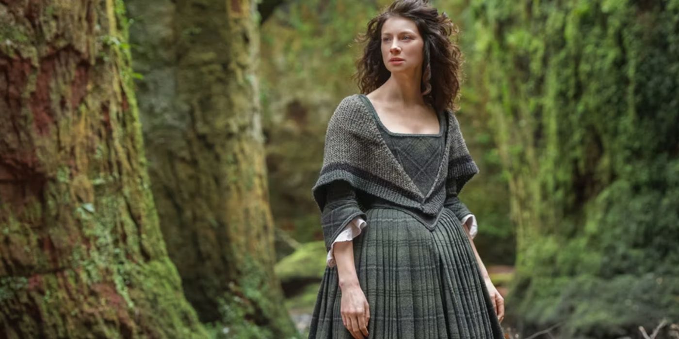 Claire in the forest in Outlander.