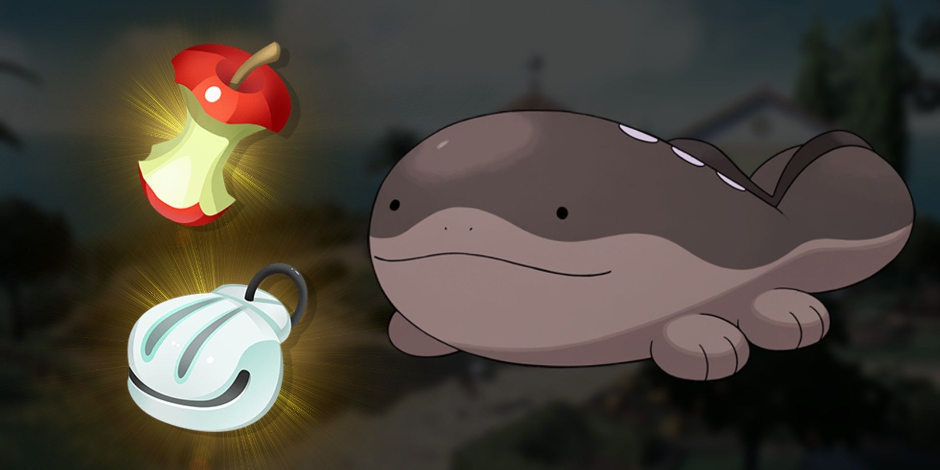 Pokémon Scarlet e Violet's Clodsire à direita e itens Leftovers e Shell Bell à esquerda.