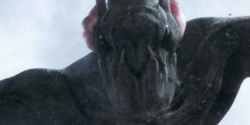 The Cloverfield monster looking down in Cloverfield