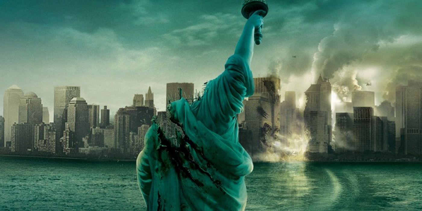 cloverfield poster of destroyed new york and statue of liberty
