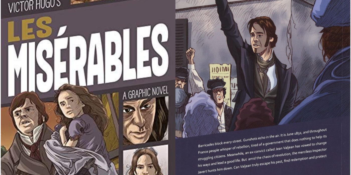 Split Image Les Miserables Graphic Novel capa frontal e contracapa
