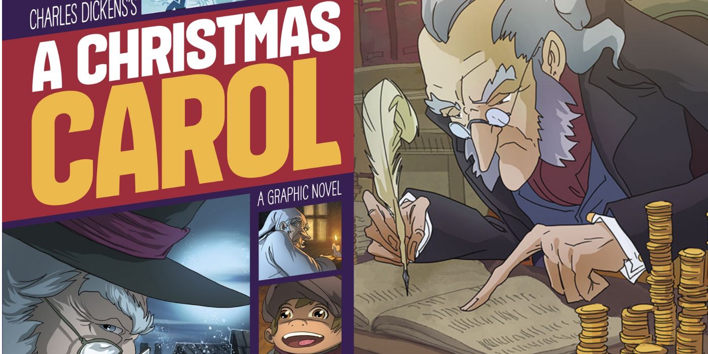 Split Image Capa e painel de graphic novel A Christmas Carol