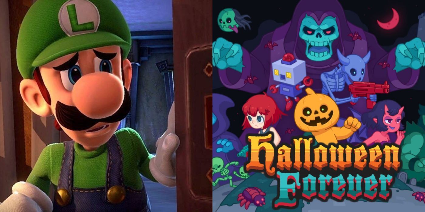 A split image of Luigi's Mansion 3 and Halloween Forever