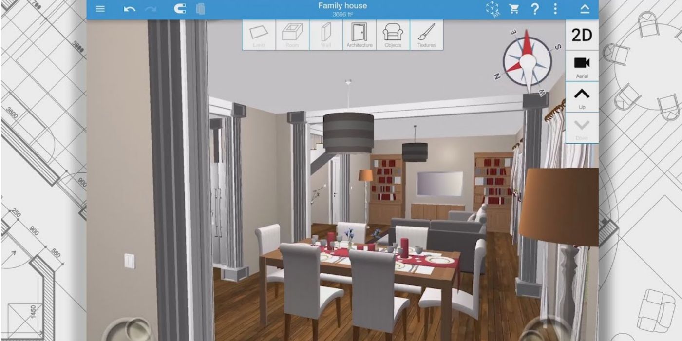 A 3D Home Design rendering on the app Home Design 3D.