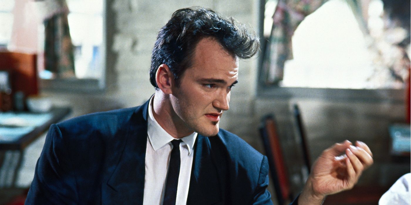 Close up of Quentin Tarantino's profile in Reservoir Dogs